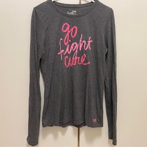 Go Fight Cure Under Armour Breast Cancer Grey Long Sleeve Shirt